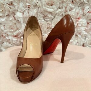 Christian Louboutin Brown Peep-Toe Heels